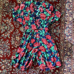 CIMMARON Vintage 80s Shorts Romper Floral Vibrant Floral Vintage Pockets